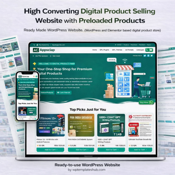 High Converting Digital Product Selling Website with Preloaded Products