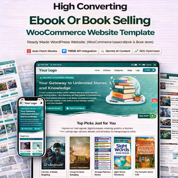 High Converting Ebook Or Book Selling woocommerce Website Template