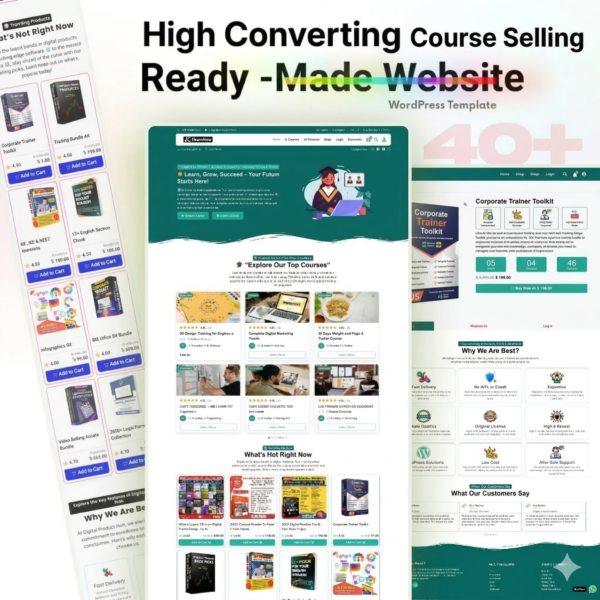 Online Course & Digital Products Selling Website Template With 2000+ Products
